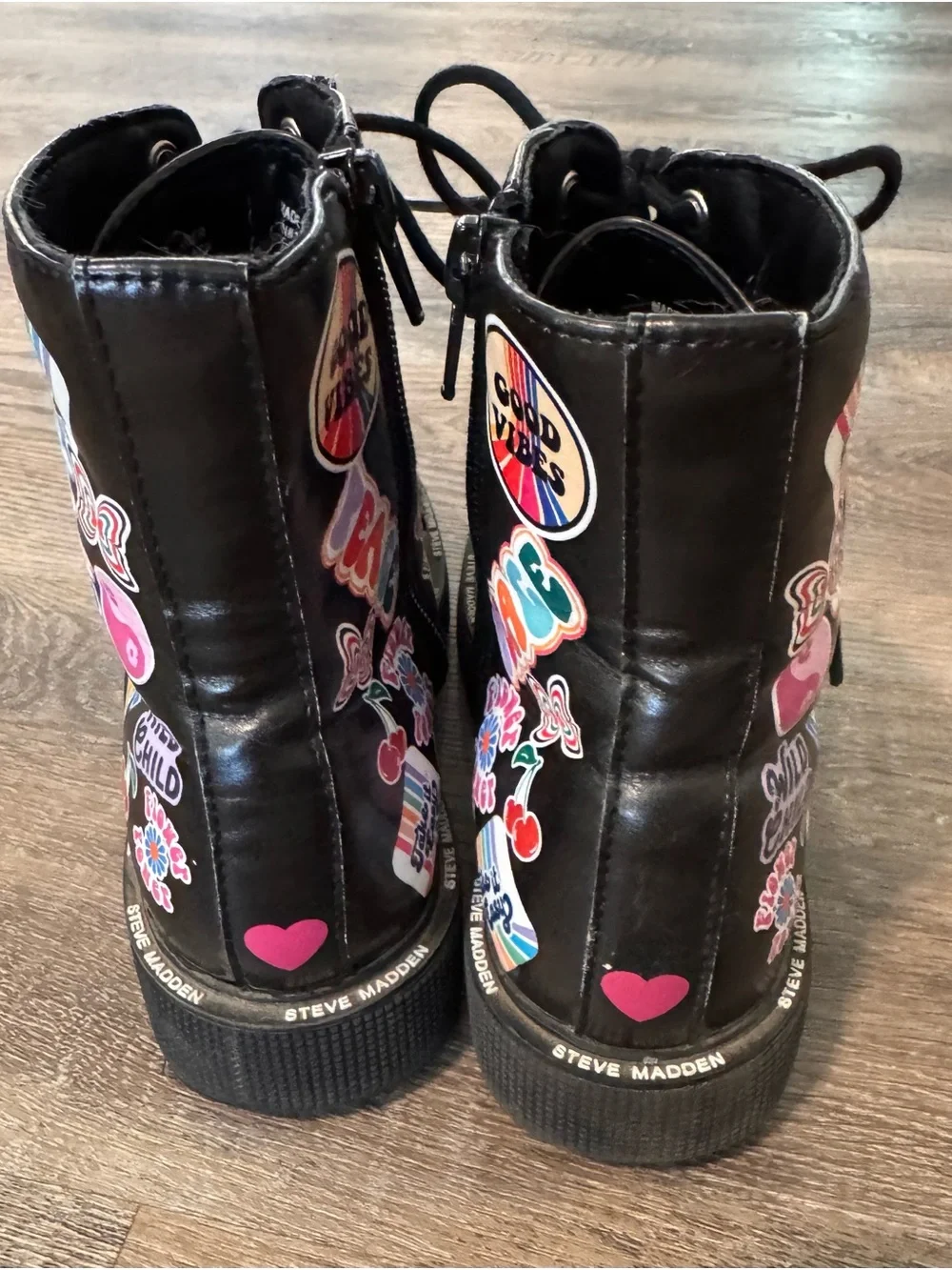 Steve Madden Black Kids Lace-Up Combat Boots size 2